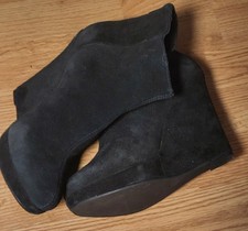 Bottines Noir En Daim - talon compensé