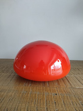 Ancien Plafonnier En Opaline Rouge Globe Verre - Vintage - Diamètre 20 cm