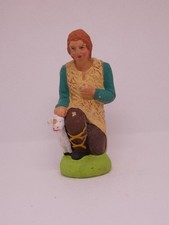 Santons de Provence  E. RICARD - Le berger au mouton - hauteur 8,5 cm