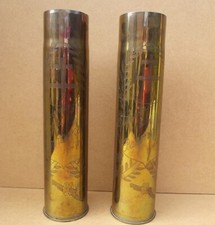 Verdun Canon Douilles d'Obus Gravées Travail Poilu Artisanat Tranchée WW1 14-18