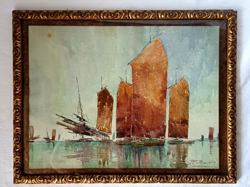 Tableau jonques chinoises - tableau,