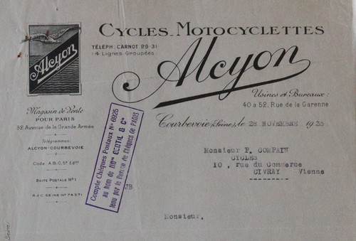 Facture 1935 courbevoie seine - facture,