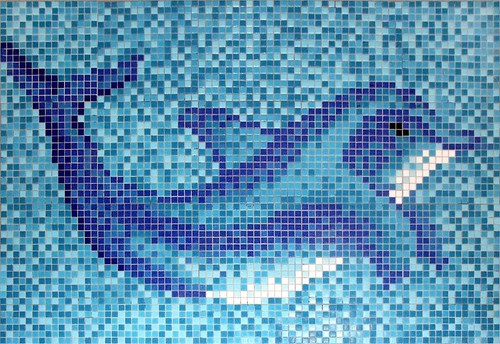 Mosaïque photo verre bleu