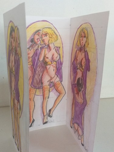 Dessin érotique triptyque - dessin, en