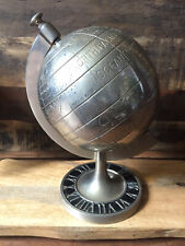 globe terrestre métal argenté loft-no émaillée-vintage-industriel-retro-brocante