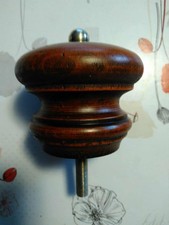 rare ancienne paire Boules d'escalier rampe bois et laiton 9.4 cm dia