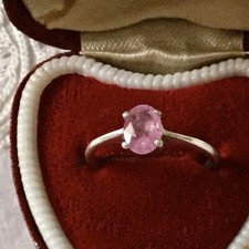 NATUREL SAPHIR ROSE ANCIENNE BAGUE EN ARGENT MASSIF, ART DECO