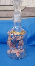 Ancienne Bouteille En Verre eau De Vie  Artisanal Couple amoureux En Bois Neuf