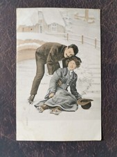 CPA Un Homme et une Femme patin à glace