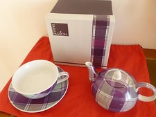 RAVISSANT ENSEMBLE A THE NEUF TASSE + SOUCOUPE ET THEIERE EN BOITE CADEAU
