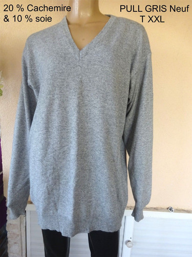 Pull gris col cachemire - col, v