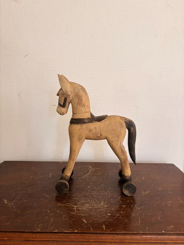 Ancien jouet cheval roue art - cheval,