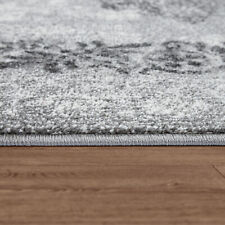Tapis Vintage Pour Salon, Poils Ras Design Oriental, Chiné Gris
