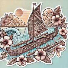 2 Autocollants hibiscus Tahiti