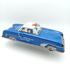 Ancien jouet en tôle - Voiture à friction POLICE " SÉCURITÉ ROUTIÈRE " JOUSTRA