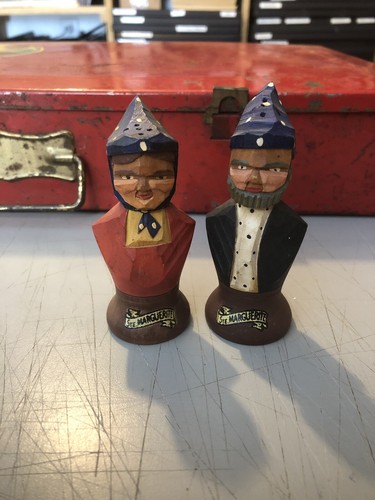 Pair hand carved wooden - pair, of
