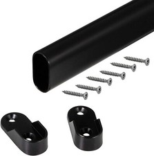 Barre de Vêtements Noir Rail Armoire Ovale Barre Tube Ovale Set