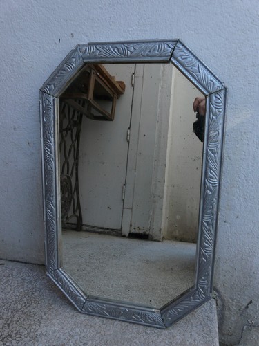 Miroir ancien octogonal - , bois