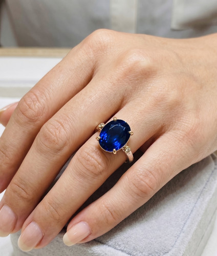 Bague saphir bleu argent - bleu,