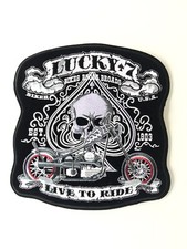 PATCH XL ECUSSON BIKER MOTARD TETE DE MORT LUCKY 7 GILET THERMOCOLLANT