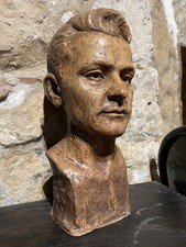 Sculpture buste en terre cuite de Jean Marais par V. Constant