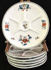 PORCELAINE  de PARIS -  6 ASSIETTES à COMPARTIMENTS  décor PAVOT