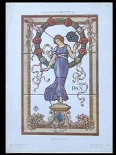 VITRAIL ART NOUVEAU -1910- PLANCHE, BELTRAMI, FEMME