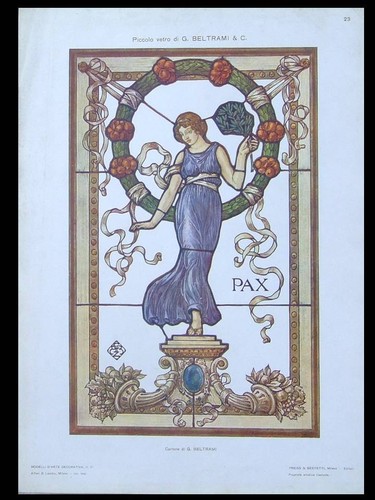 Vitrail art nouveau 1910 - vitrail,