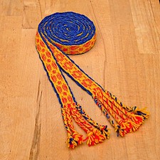 Costume Moyen Âge Reenactment Ceinture Tissée En Laine Bleu-Rouge Jaune 2M