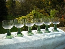 lot de six verres de vins d'alsace ballon en cristal 20 cl pied vert