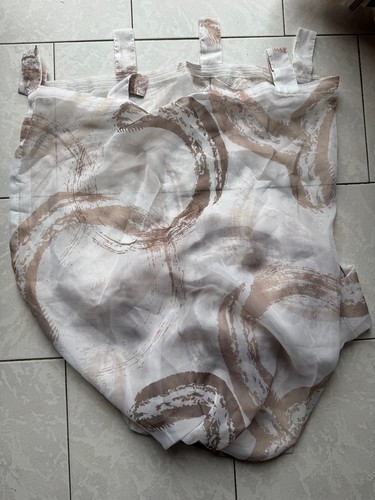 Rideau voilage beige blanc - voilage,