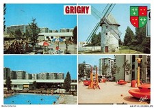 AUKP7-0572-91 - GRIGNY - le jardin de la piscine - le moulin a vent - la pisci