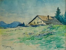 Fernand JUNOD en 1915,  aquarelle de ferme Suisse