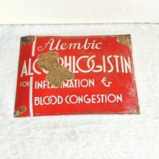 1930s Vintage Alembic Alcophlogistin Pharmaceutique Vieux Émail Signe Board EB33