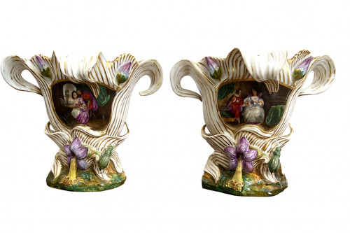 Paire vases porcelaine - de, en