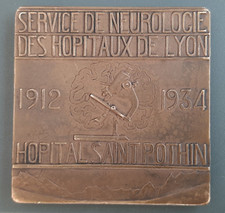 Médaille Médecine 1934 BERIEL Hopitaux de Lyon Neurologie Bronze par Linossier