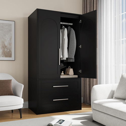 Stylish black wooden armoire - stylish,