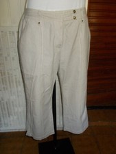 Pantalon court pantacourt coton beige rayé stretch ANTONELLE Pavane 44F 18ju20