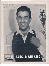 Autographe (19x25,5cm) de Luis Mariano, Chanteur - très bon état