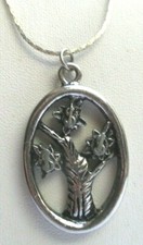 collier pendentif couleur argent chaîne rosace ovale ajourée arbre de vie 439