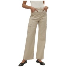 Vero Moda Pantalon Cargo Beige, Pantalon Jeans Avec Poches Art. Tessa 10305722