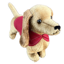 Peluche ancienne chien saucisse dachshund teckel vintage yeux en verre 42 cm