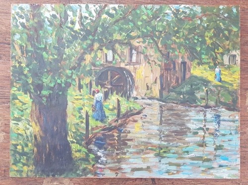 Tableau huile paysage rural - tableau,