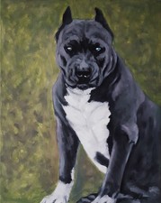 Chien Peinture originale Pet Art Chien Toile Peinture à l’huile 20 par 16...