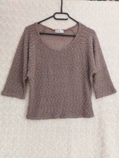 PULL GRIS/MARRON - CACHE CACHE - manches 3/4 - taille 36