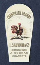 Ancienne étiquette COGNAC SAUVION Chantecler coq grande old label