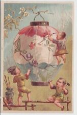 Chromo dorée BRUXELLES 7 RUE DES HARENGS Enfants décorent Lanterne japonaise