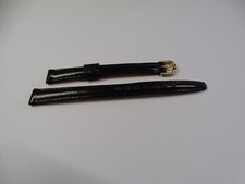 VINTAGE BRACELET MONTRE DAME CUIR COBRA VEAU NOIR 10 mm