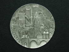 MEDAILLE ÉTAIN 84mm de M.POULET - AUXERRE - CONGRÈS DE PSYCHIATRIE - NEUROLOGIE