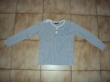 T-shirt blanc à rayures à ML IKKS en XS (12 ans) en TBE 